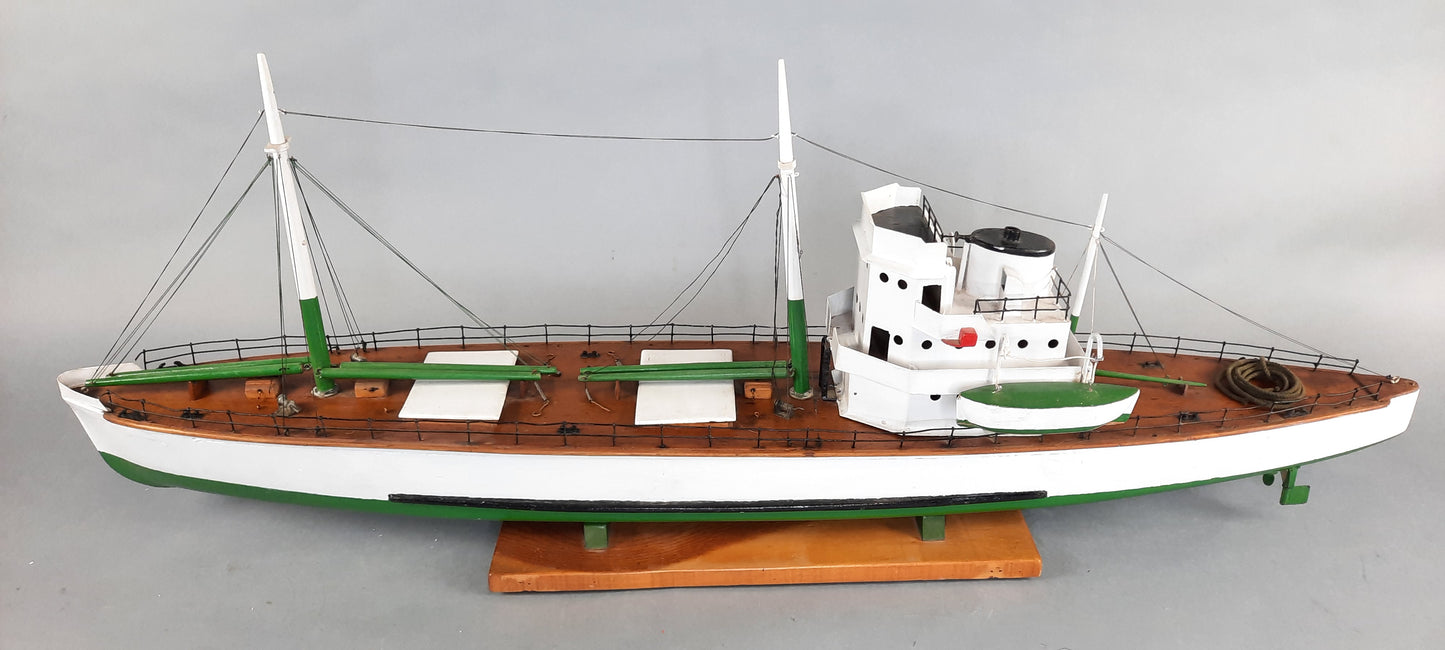 Antique Scale Model Cargo Ship, 48"L X 17"H