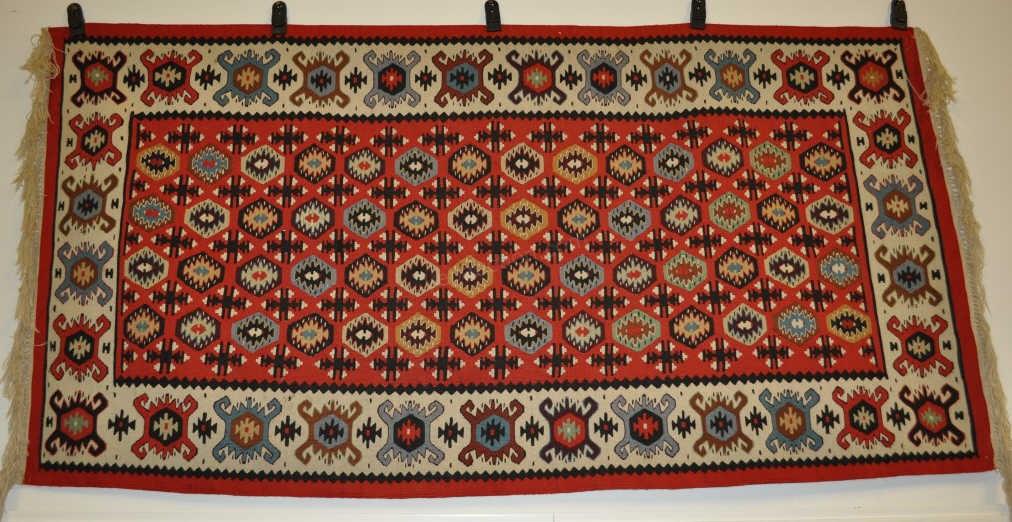 Vintage Sarkoy Kilim Rug, Textile, Symbolizing Fertility, Devotion, Protection, Handwoven, Bride, Groom, Wedding Present, Newlywed Gift
