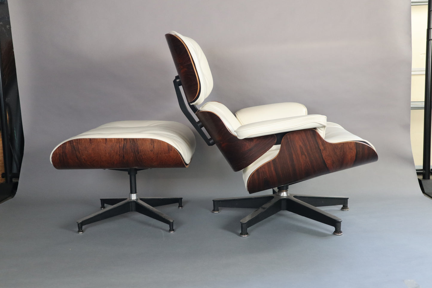 RARE Brazilian Rosewood Original Eames Lounge Chair & Ottoman For Herman Miller - WHITE LEATHER