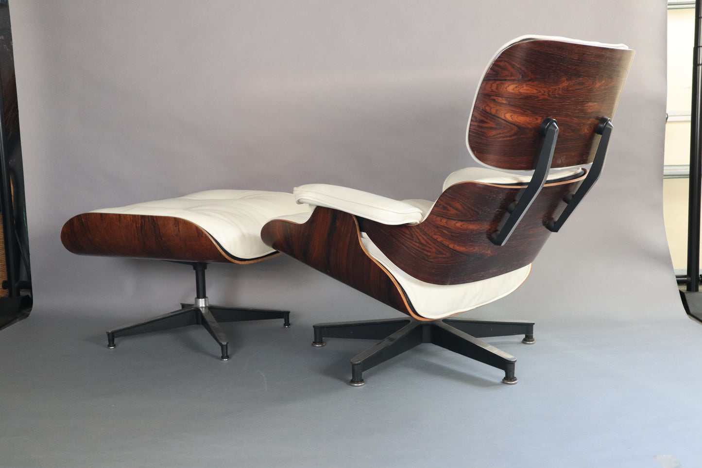 RARE Brazilian Rosewood Original Eames Lounge Chair & Ottoman For Herman Miller - WHITE LEATHER