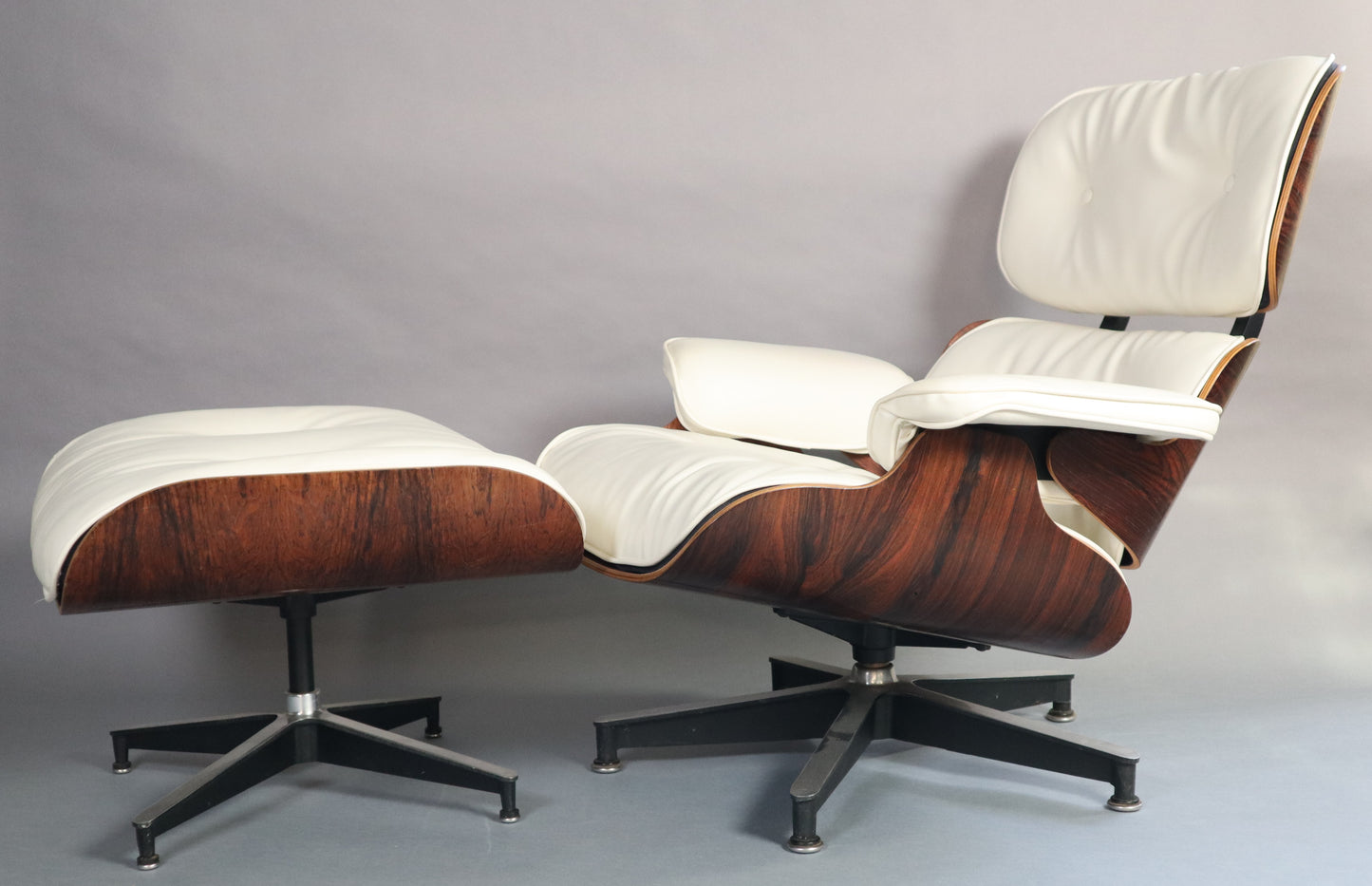 RARE Brazilian Rosewood Original Eames Lounge Chair & Ottoman For Herman Miller - WHITE LEATHER